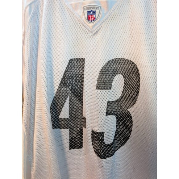 Reebok NFL Pittsburg Steelers Troy Polamalu #43 White Jersey Size XL Distressed - Picture 2 of 8
